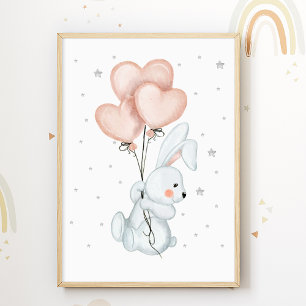 Bunny Balloon Nursery Poster Kids Room Imprimer