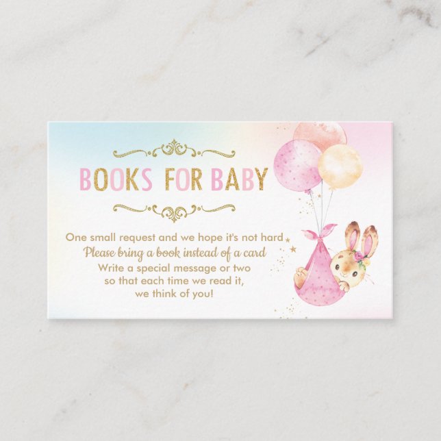 Bunny Balloons Baby Shower Bring a Book Instead Enclosure Card (Front)