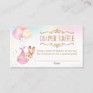 Bunny Balloons Baby Shower Diaper Raffle Ticket Enclosure Card