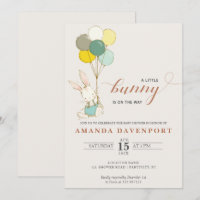Bunny Balloons baby shower Invitation