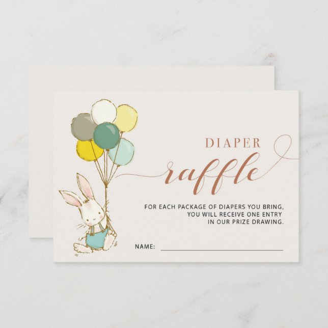 Bunny Balloons Diaper Raffle Card (Front/Back)