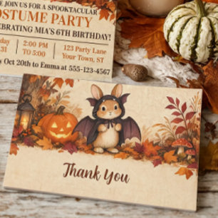 Bunny Bat Costume Halloween Thank You  Card