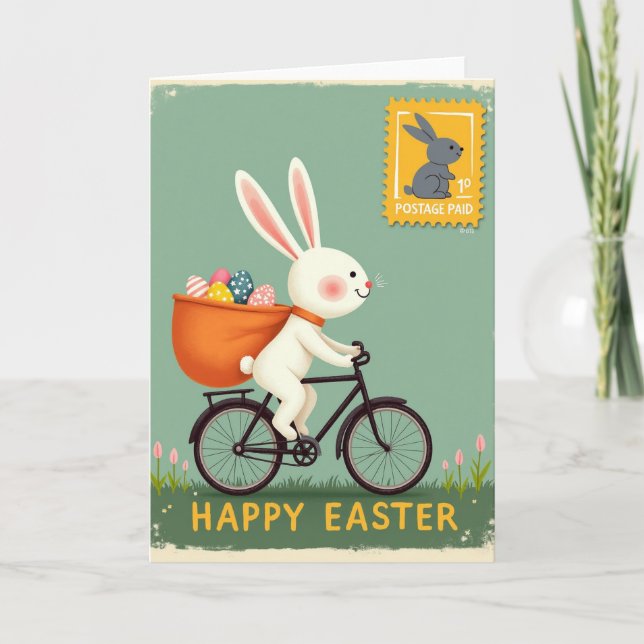 Bunny Bike Springtime Card (Front)