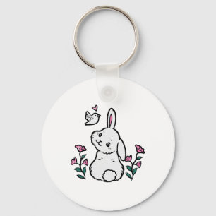 Bunny Bird Flowers Easter Spring Rabbit Women Girl Keychain