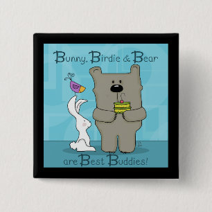 Bunny, Birdie and Bear- Best Buddies 2 Inch Square Button