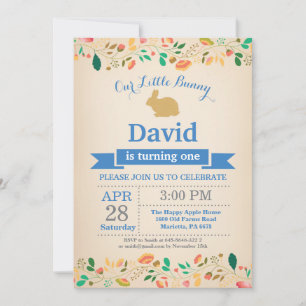 Bunny Birthday Boy Easter Egg 1st First Birthday Invitation