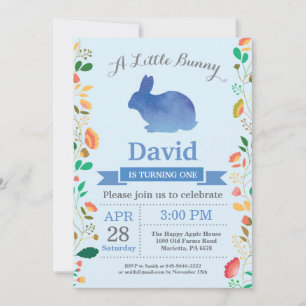 Bunny Birthday Boy Easter Egg 1st First Birthday Invitation