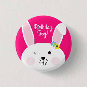 Bunny Birthday Cute Kid's Rabbit Party 1 Inch Round Button