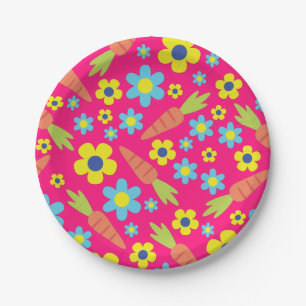Bunny Birthday Cute Kid's Rabbit Party Paper Plate