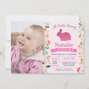 Bunny Birthday Girl Easter Egg 1st First Birthday Invitation