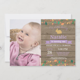 Bunny Birthday Girl Easter Egg 1st First Birthday Invitation