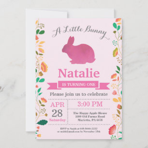 Bunny Birthday Girl Easter Egg 1st First Birthday Invitation