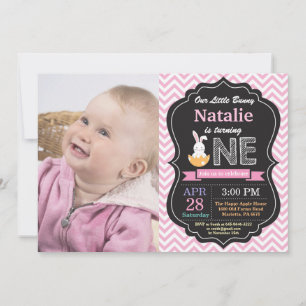 Bunny Birthday Girl Easter Egg 1st First Birthday Invitation