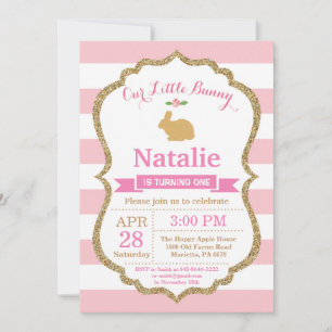 Bunny Birthday Girl Easter Egg 1st First Birthday Invitation