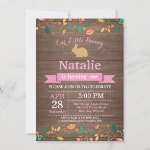 Bunny Birthday Girl Easter Egg 1st First Birthday Invitation