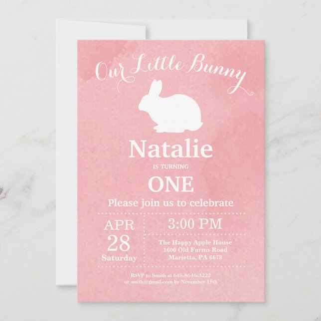 Bunny Birthday Girl Easter Egg 1st First Birthday Invitation (Front)