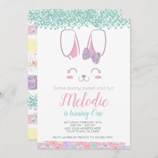 Bunny Birthday Invitation, Any age, 1st birthday Invitation