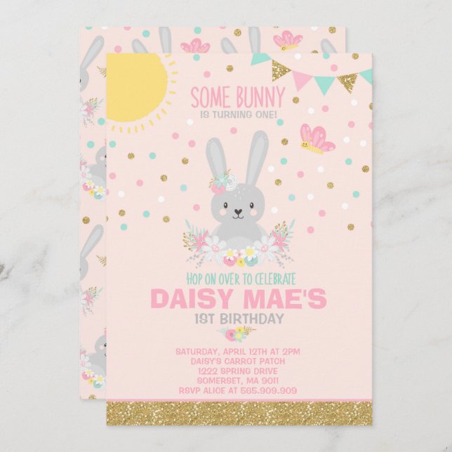 Bunny Birthday Invitation Some Bunny Birthday (Front/Back)
