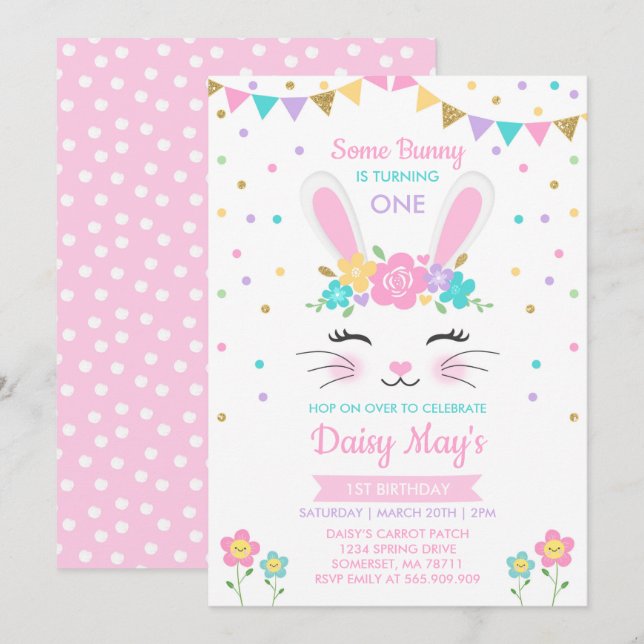 Bunny Birthday Invitation Some Bunny Birthday (Front/Back)
