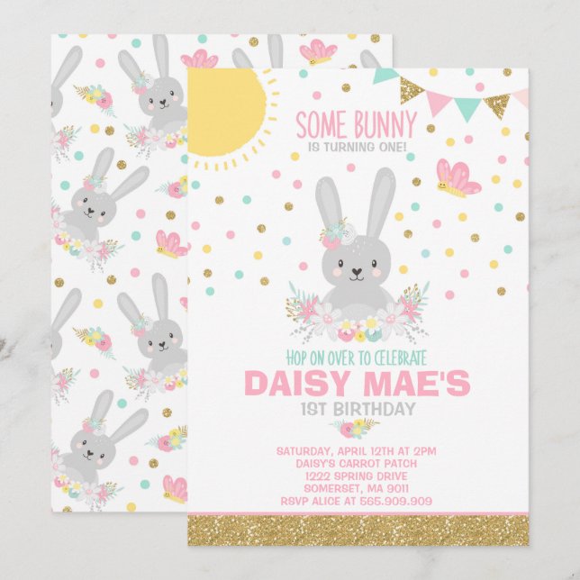 Bunny Birthday Invitation Some Bunny Birthday (Front/Back)