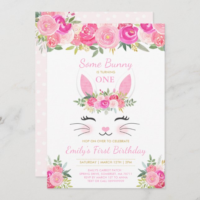 Bunny Birthday Invitation Some Bunny Birthday (Front/Back)