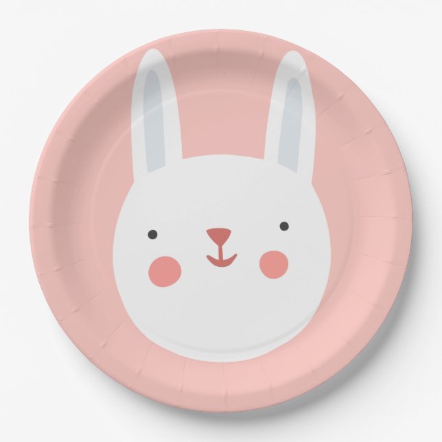 Bunny Birthday Kids Wall Decor  Paper Plate (Front)