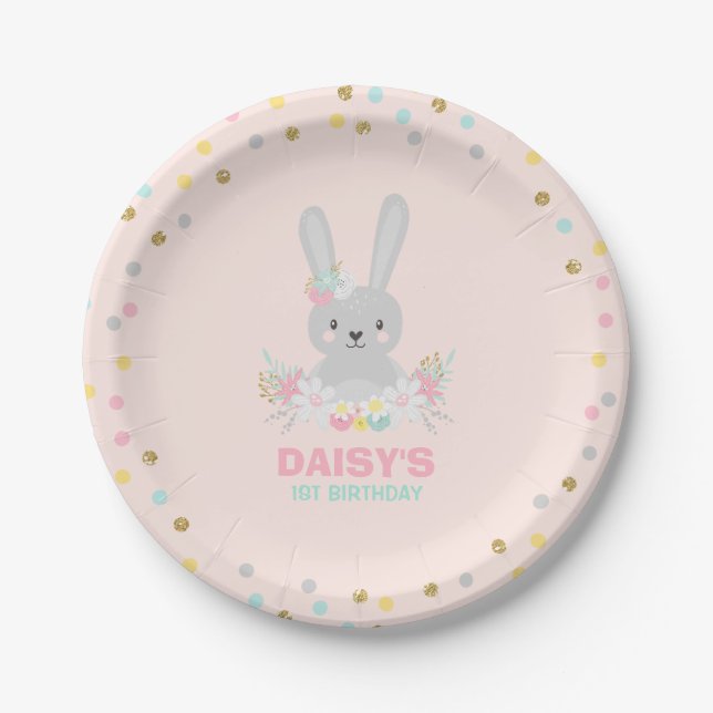 Bunny Birthday Paper Plate Some Bunny Party (Front)