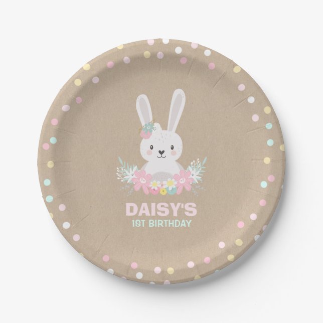 Bunny Birthday Paper Plate Some Bunny Party (Front)