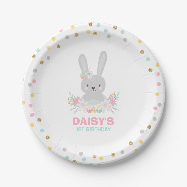 Bunny Birthday Paper Plate Some Bunny Party (Front)