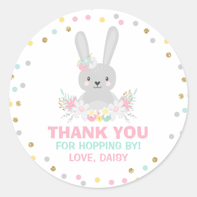 Bunny Birthday Party Favour Tag Some Bunny Sticker (Front)