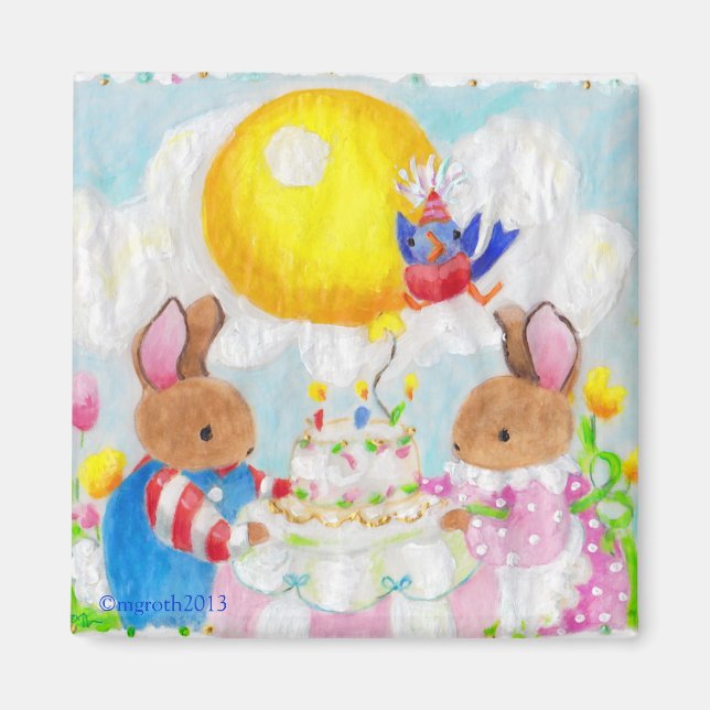 Bunny Birthday party magnet (Front)