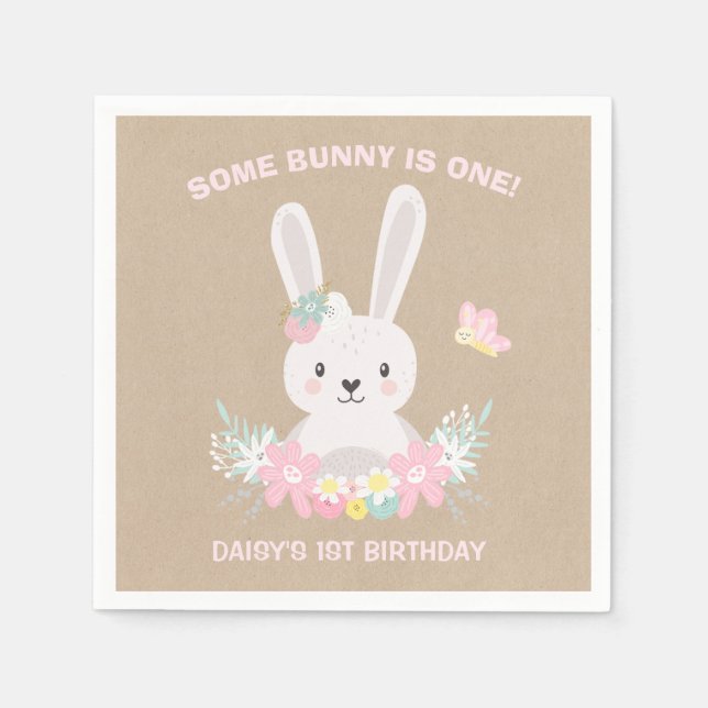 Bunny Birthday Party Napkin Some Bunny Birthday (Front)