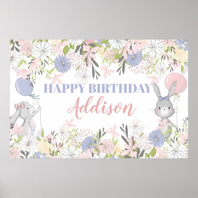 Bunny birthday wall banner poster (Front)