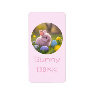 Bunny Bliss- Fluffy Pink Bunny Easter Label