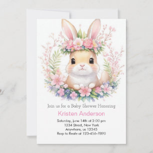 Bunny Bliss Girl Baby Shower Invitation