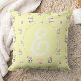 Bunny Bloom Delight Throw Pillow