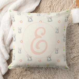 Bunny Bloom Delight Throw Pillow