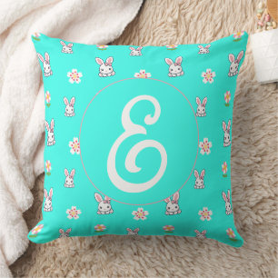 Bunny Bloom Delight Throw Pillow