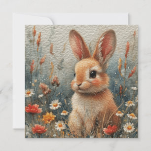 Bunny Blossom Bloom:Floral Notecard🌺Digital Holiday Card