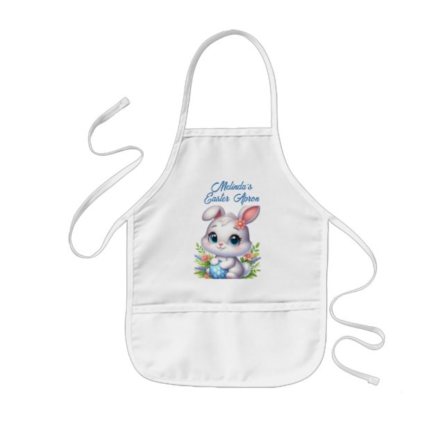 Bunny Blue Egg Kids Apron (Front)