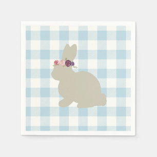 Bunny Blue Gingham Baby Shower Napkin