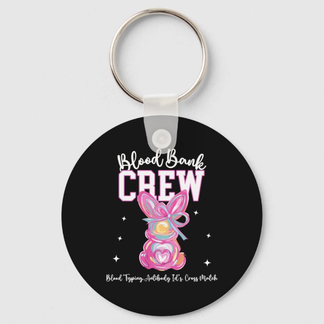 Bunny Bow Easter Blood Bynk Crew Medical Lab Tech  Keychain (Front)
