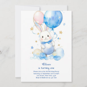 Bunny Boy First Birthday Invitation