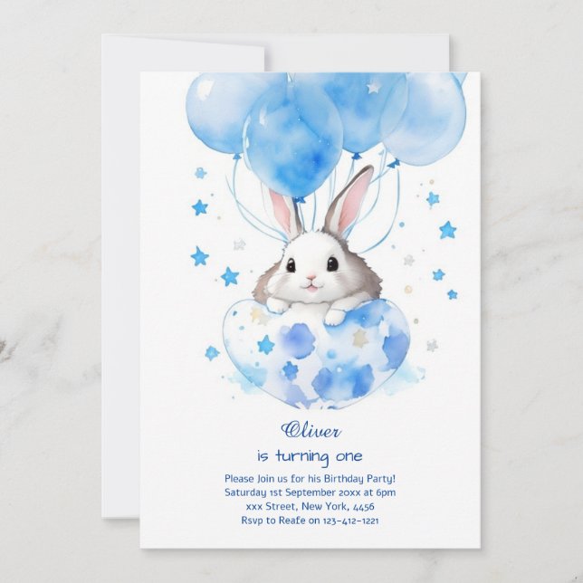 Bunny Boy Invitation d'anniversaire (Devant)