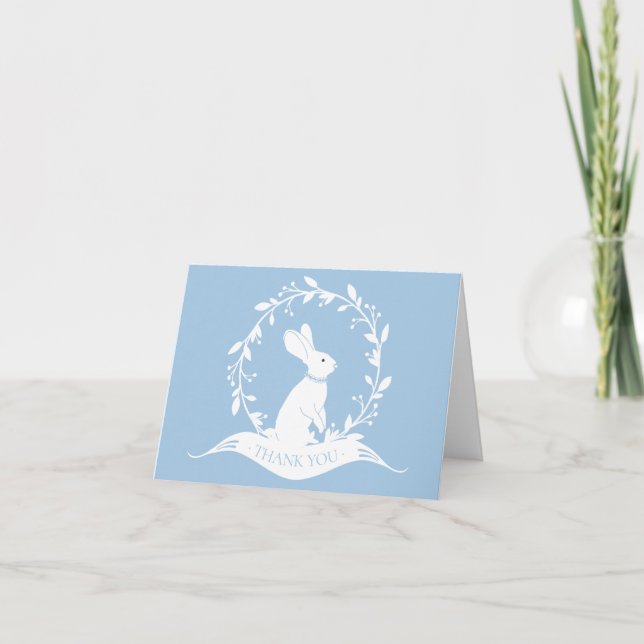Bunny Boys Baby Shower Thank You Note (Front)