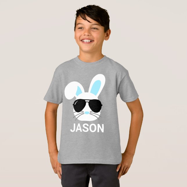 Bunny Boys de Pâques personnalisés T-shirt de base (Devant entier)