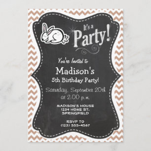 Bunny; Brown Chevron Invitation