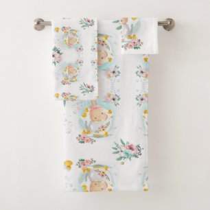 Bunny bubble bath time towel set