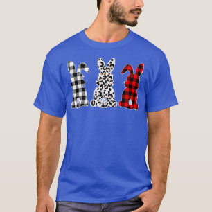 Bunny Buffalo Red Plaid Leopard Print Happy Easter T-Shirt
