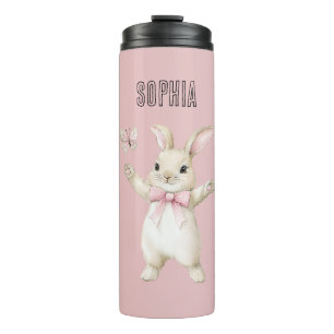 Bunny Butterfly Blush Pink   Thermal Tumbler